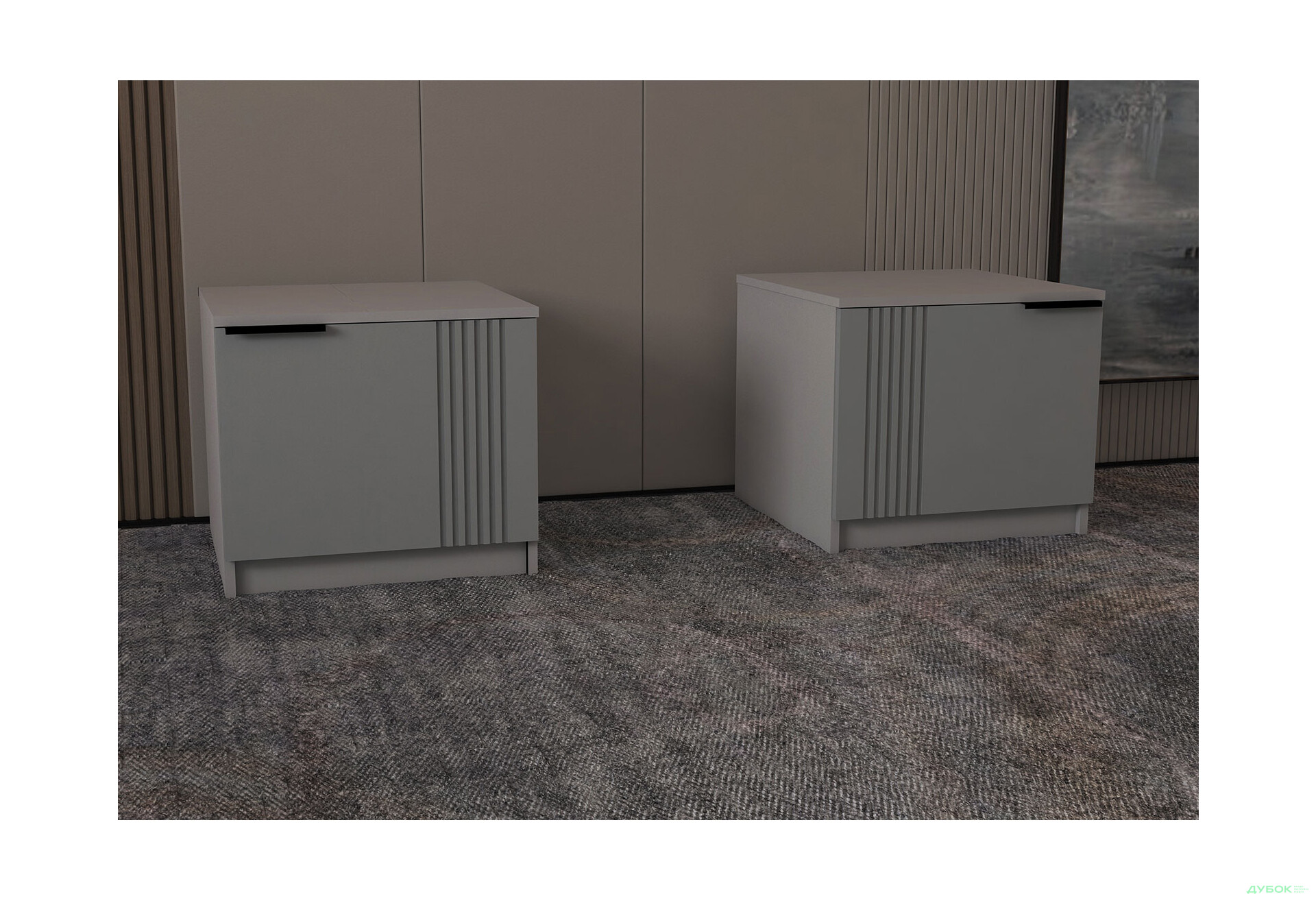 Зображення 2 - Приліжкова тумба Viant АРС права з 1 дверкою 50 см, сірий / сірий RAL 7004
