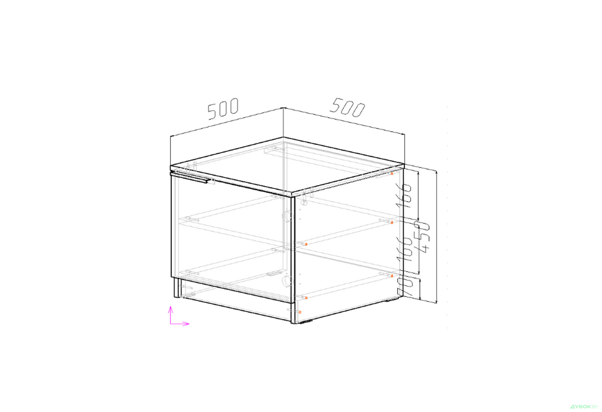 Зображення 4 - Приліжкова тумба Viant АРС права з 1 дверкою 50 см, сірий / сірий RAL 7004