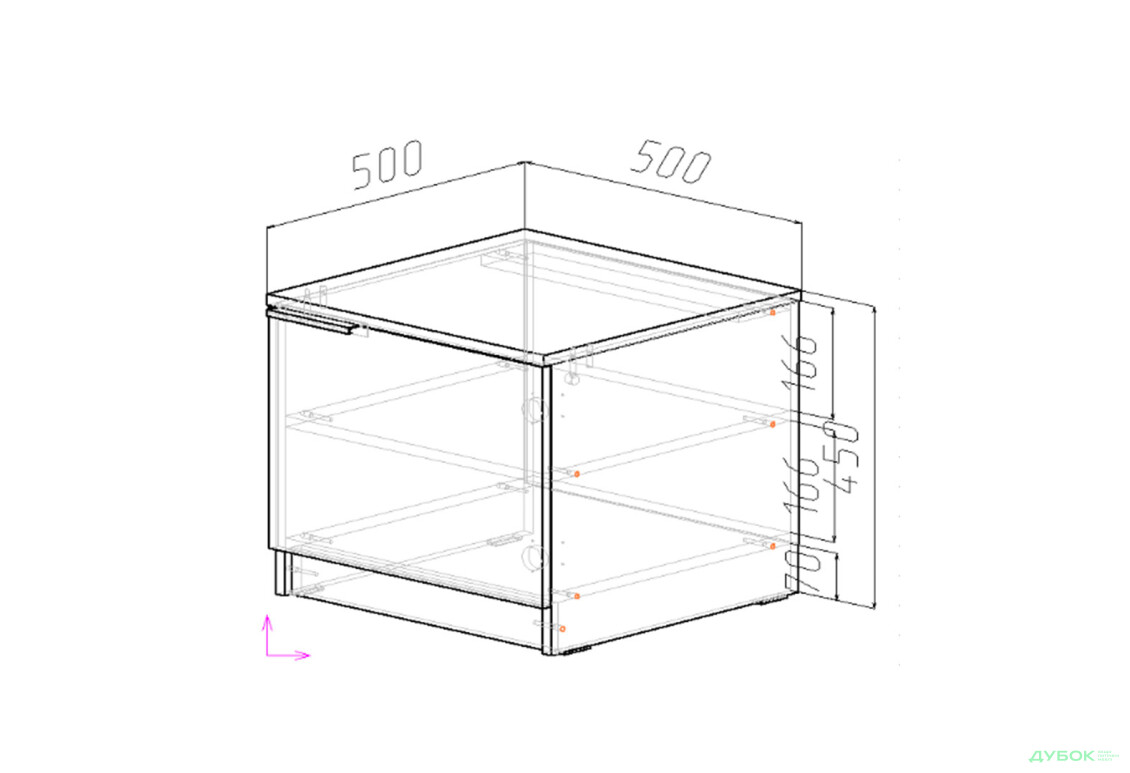 Зображення 4 - Приліжкова тумба Viant АРС права з 1 дверкою 50 см, сірий / сірий RAL 7004