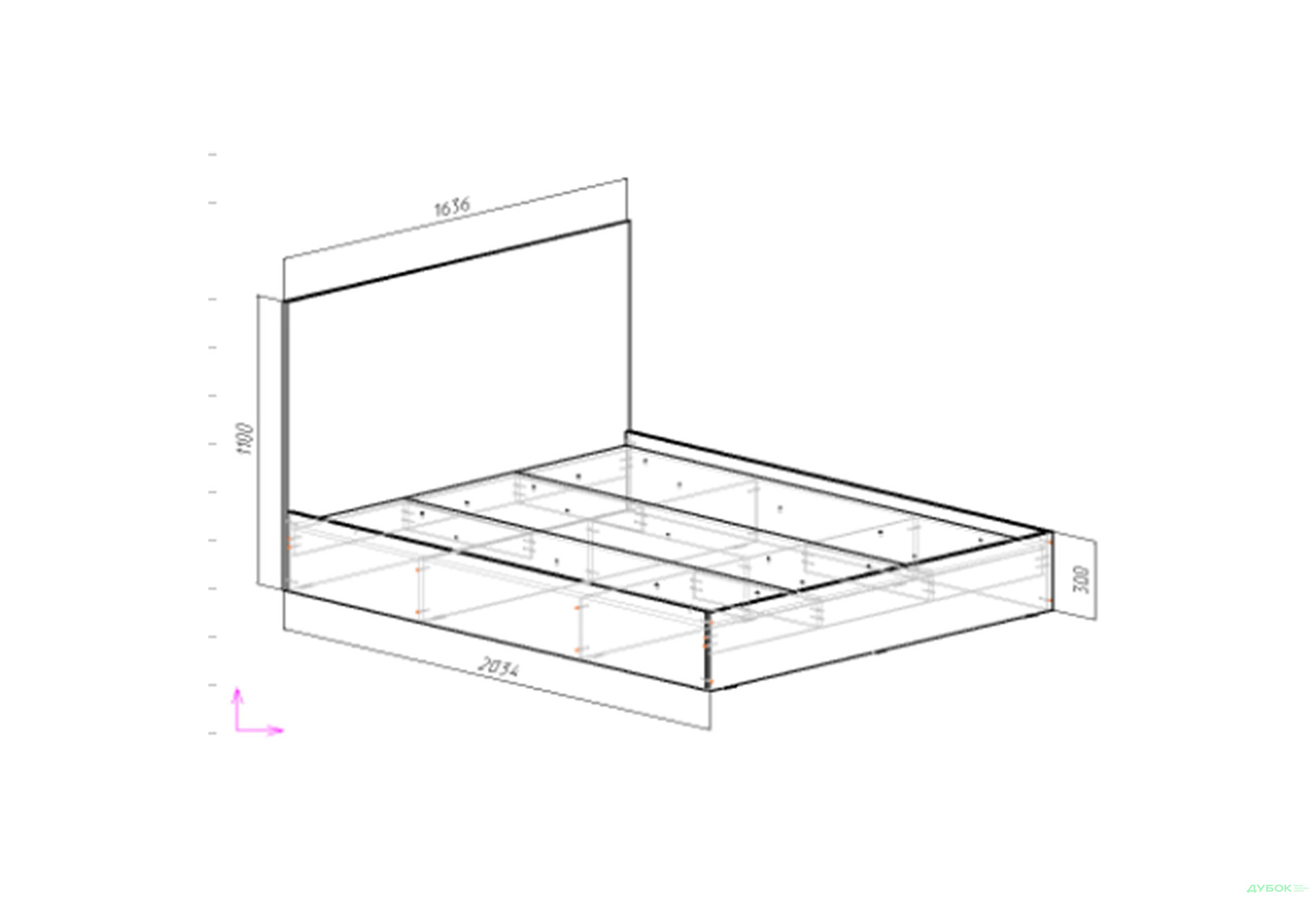 Изображение 5 - Кровать двухспальная Viant АРС с вкладом ДСП 160х200 см, серый/серый RAL 7004