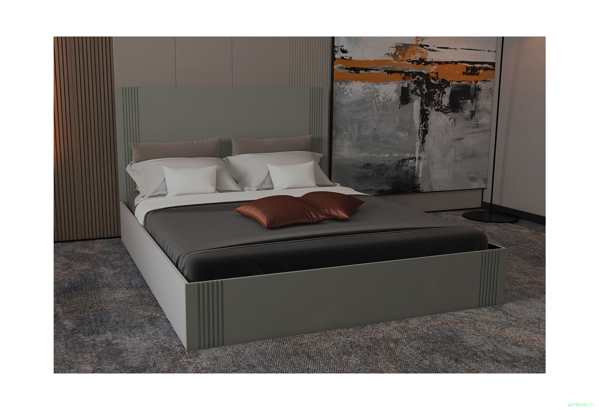 Изображение 2 - Кровать двухспальная Viant АРС с вкладом ДСП 160х200 см, серый/серый RAL 7004