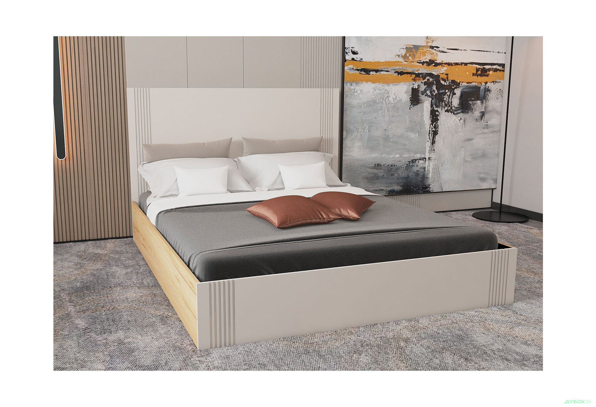 Зображення 2 - Ліжко двоспальне Viant АРС із вкладом ДСП 160х200 см, тахо / кашемір