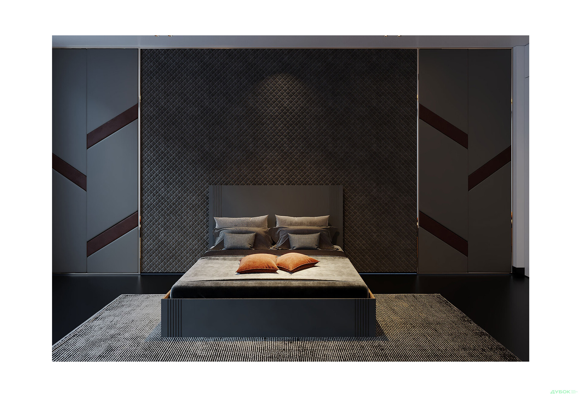 Зображення 3 - Ліжко двоспальне Viant АРС із вкладом ДСП 160х200 см, тахо / темно-сірий RAL 7012