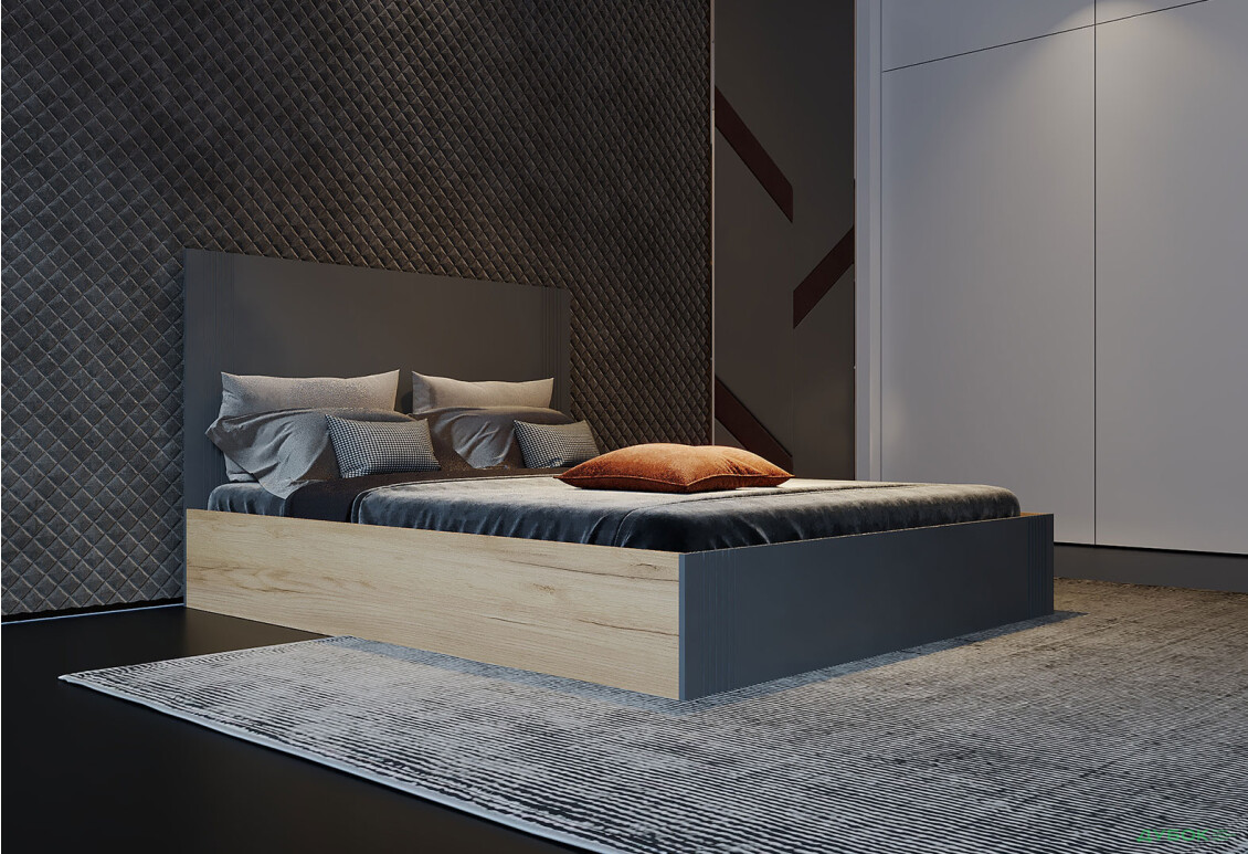 Зображення 2 - Ліжко двоспальне Viant АРС із вкладом ДСП 160х200 см, тахо / темно-сірий RAL 7012