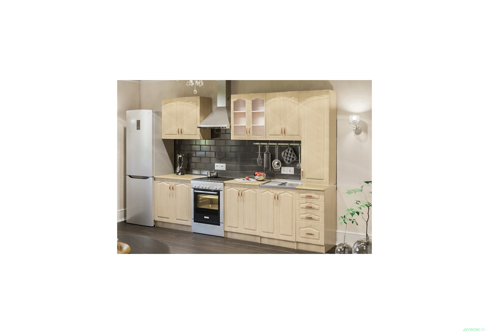 Кухня Оля Цветная 2.4 с пеналом Свит Меблив - Изображение 1 Изображение 1 - Кухня Оля Цветная 2.4 с пеналом Свит Меблив