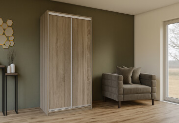 Шкаф-купе Garant Практик №17 2-дверный 120 см Дуб сонома трюфель, профиль Серебро