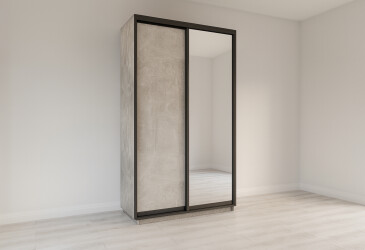 Шкаф-купе Garant 2-дверный с зеркалом 110 см Индастриал, профиль венге глянец