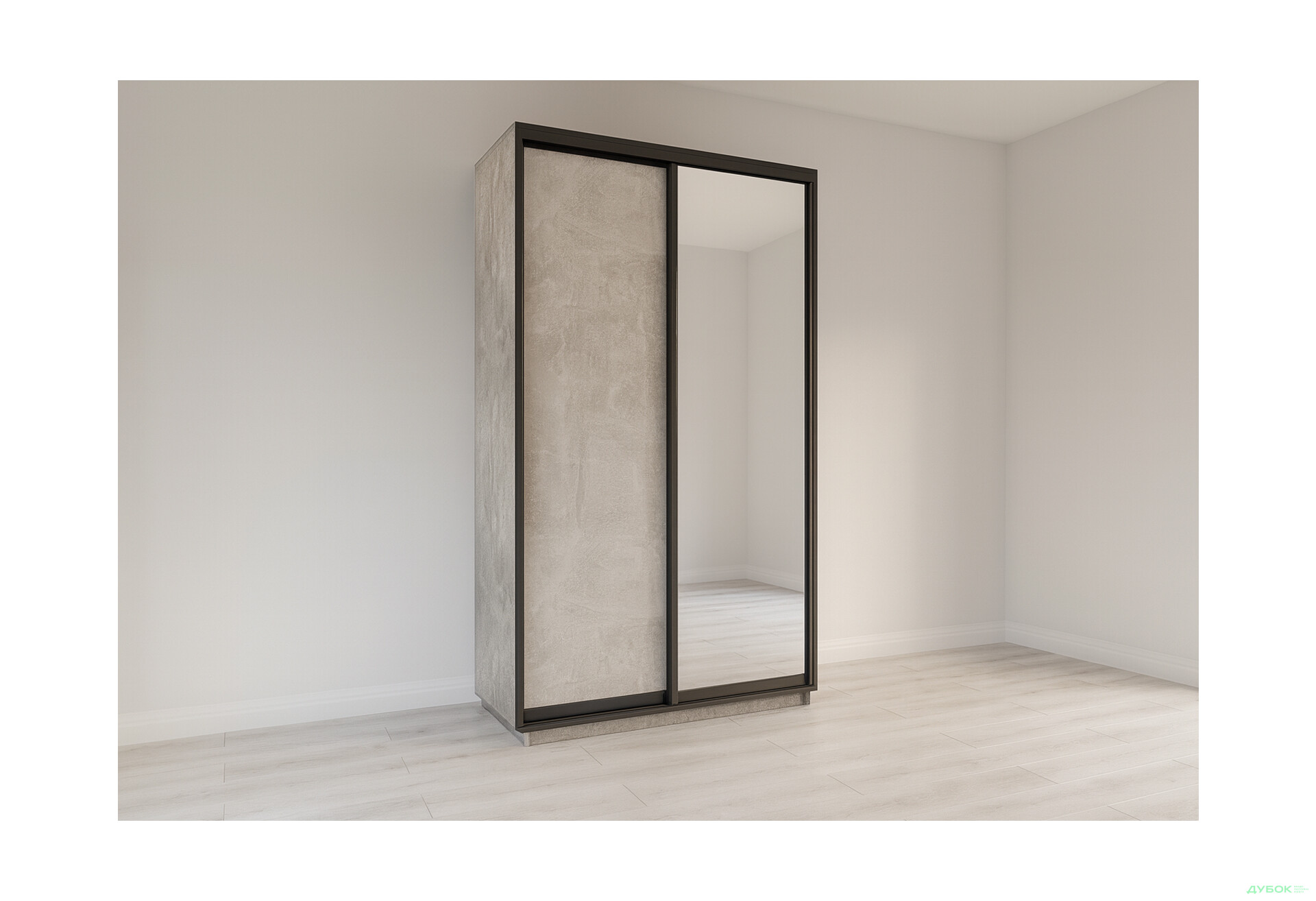 Зображення 1 - Шафа-купе Garant 2-дверна з дзеркалом 110 см Індастріал, профіль венге глянець