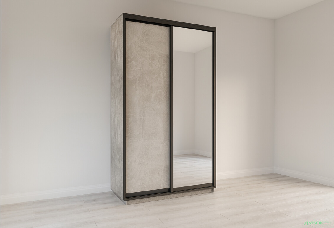 Шафа-купе Garant 2-дверна з дзеркалом 110 см Індастріал, профіль венге глянець