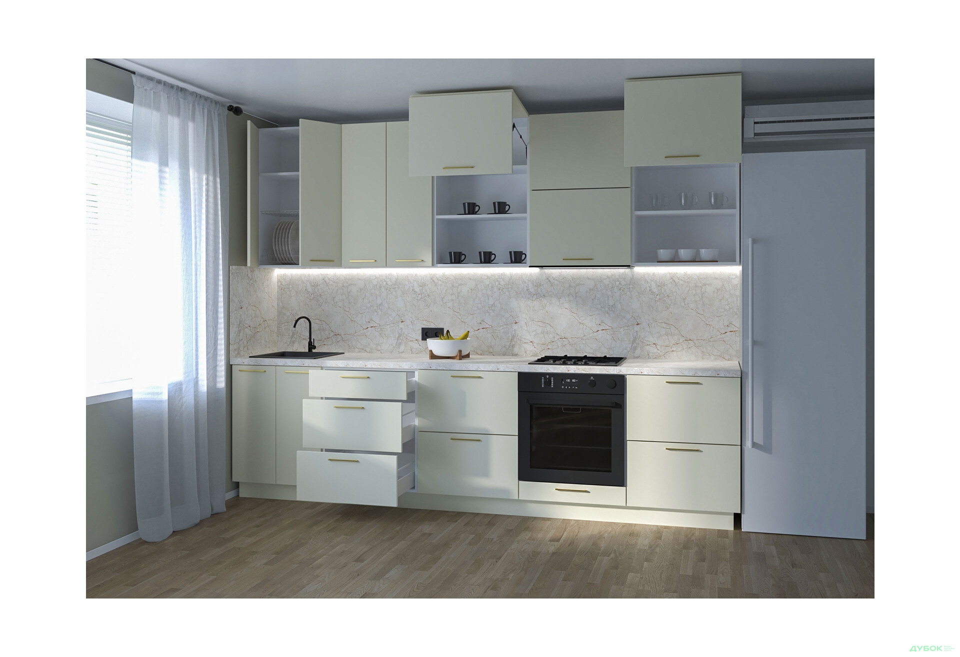 Изображение 2 - Кухня Мери / Mary 3.0 МироМарк Полумат Слоновая Кость RAL 1013, корп. белый