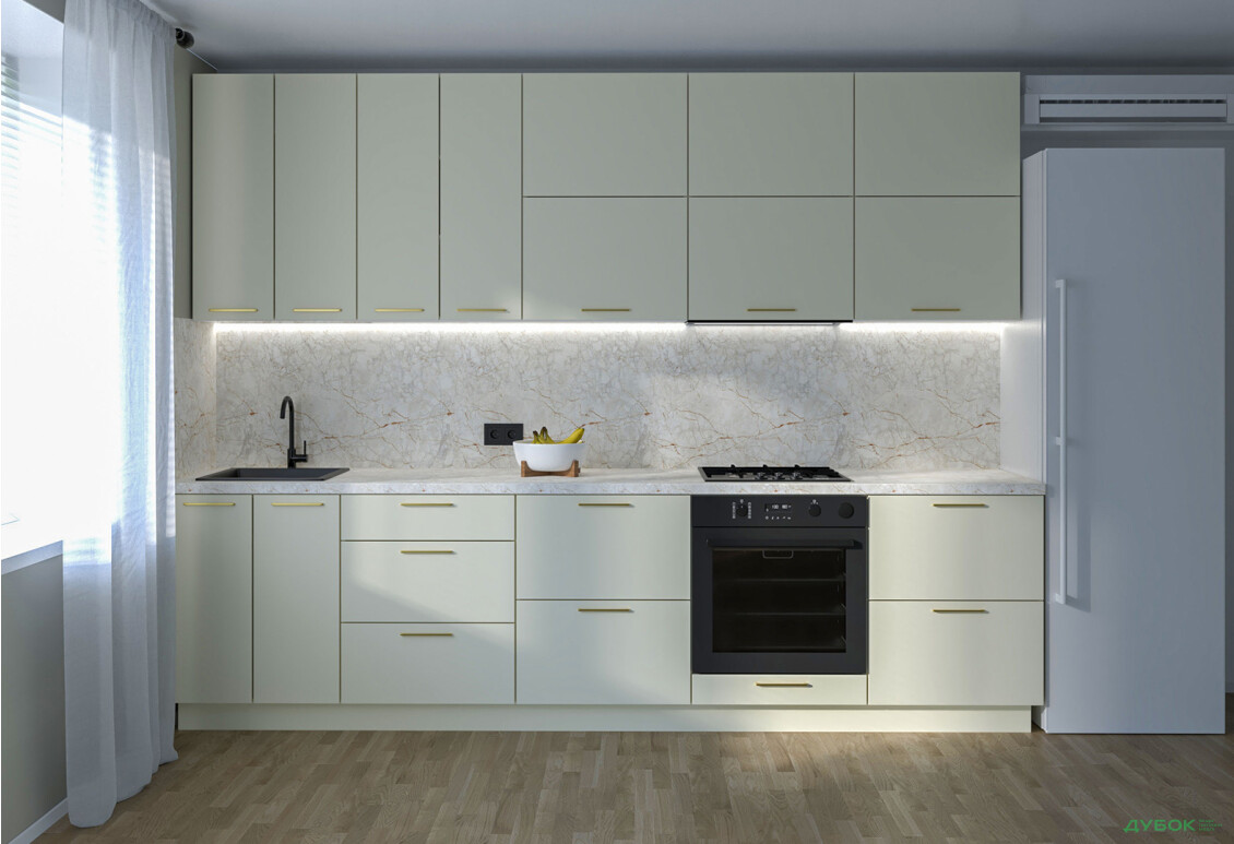 Кухня Мери / Mary 3.0 МироМарк Полумат Слоновая Кость RAL 1013, корп. белый