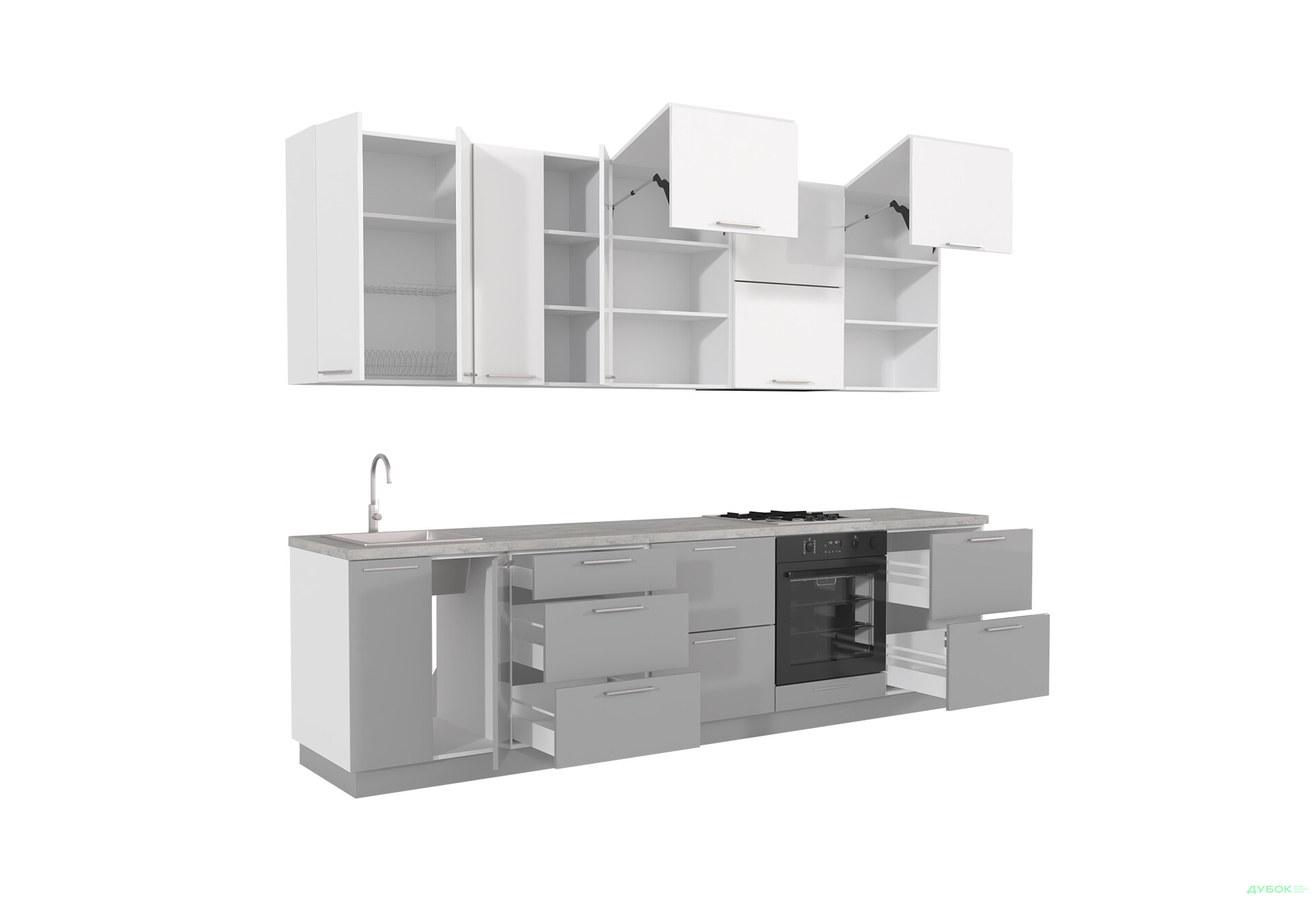 Изображение 5 - Кухня Мери / Mary 3.0 МироМарк Глянец Белый RAL 9003 / Глянец 7036 (Platinum grey), корп. белый