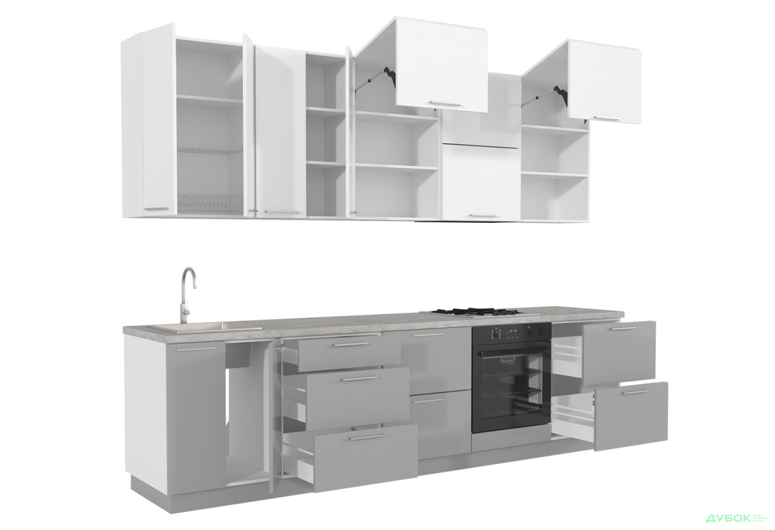 Изображение 5 - Кухня Мери / Mary 3.0 МироМарк Глянец Белый RAL 9003 / Глянец 7036 (Platinum grey), корп. белый