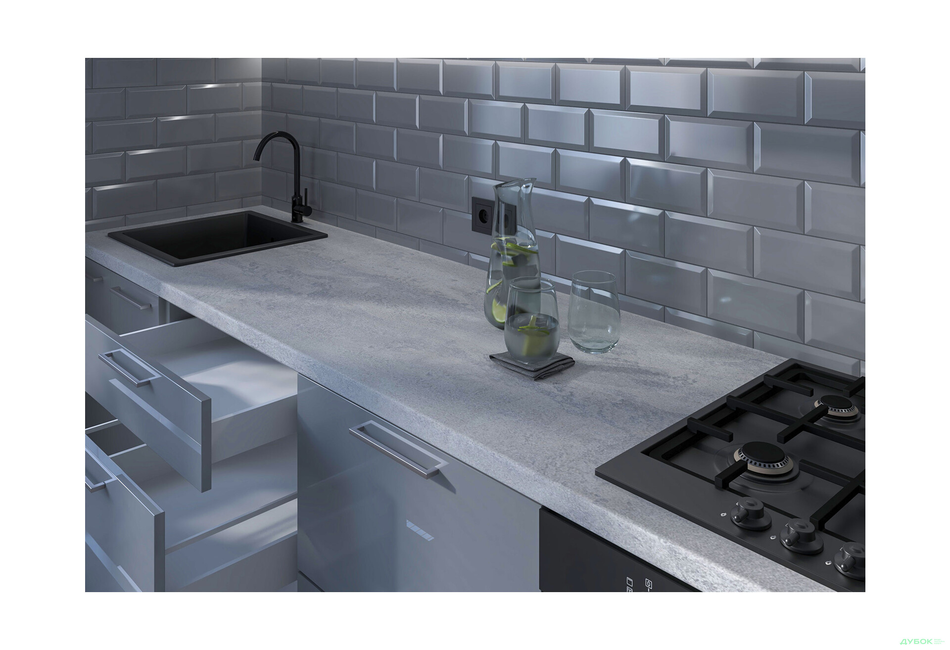 Изображение 3 - Кухня Мери / Mary 3.0 МироМарк Глянец Белый RAL 9003 / Глянец 7036 (Platinum grey), корп. белый