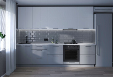 Кухня Мері / Mary 3.0 MiroMark Глянець Білий RAL 9003 / Глянець 7036 (Platinum grey), корп. білий