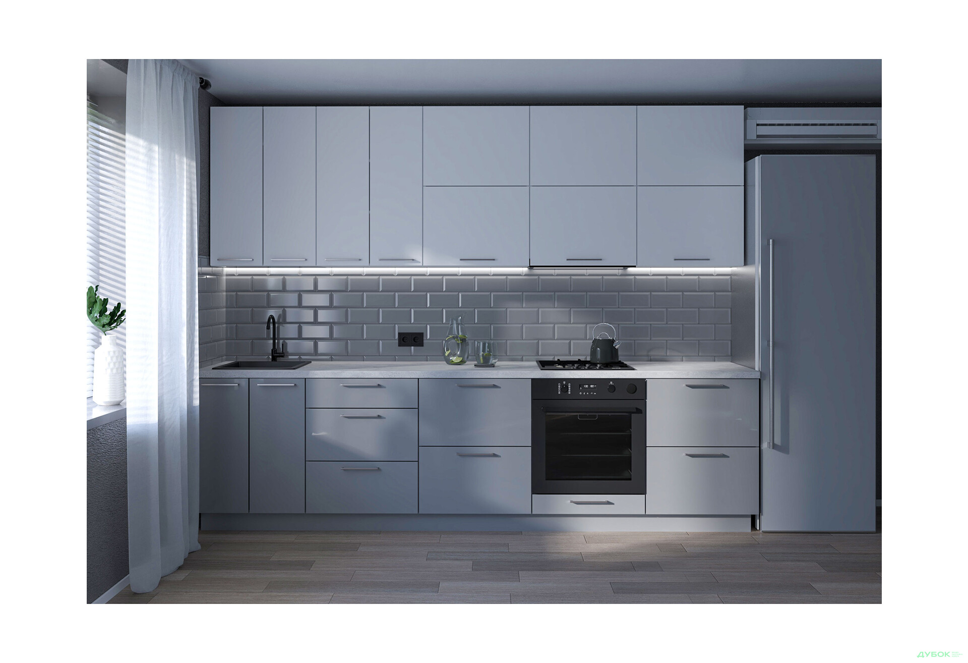 Изображение 1 - Кухня Мери / Mary 3.0 МироМарк Глянец Белый RAL 9003 / Глянец 7036 (Platinum grey), корп. белый