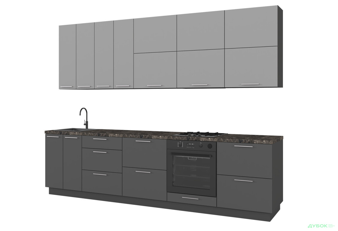 Зображення 4 - Кухня Мері / Mary 3.0 MiroMark Напівмат Сірий RAL 7036 / Напівмат Темно-Сірий RAL 7043, корп. антрацит