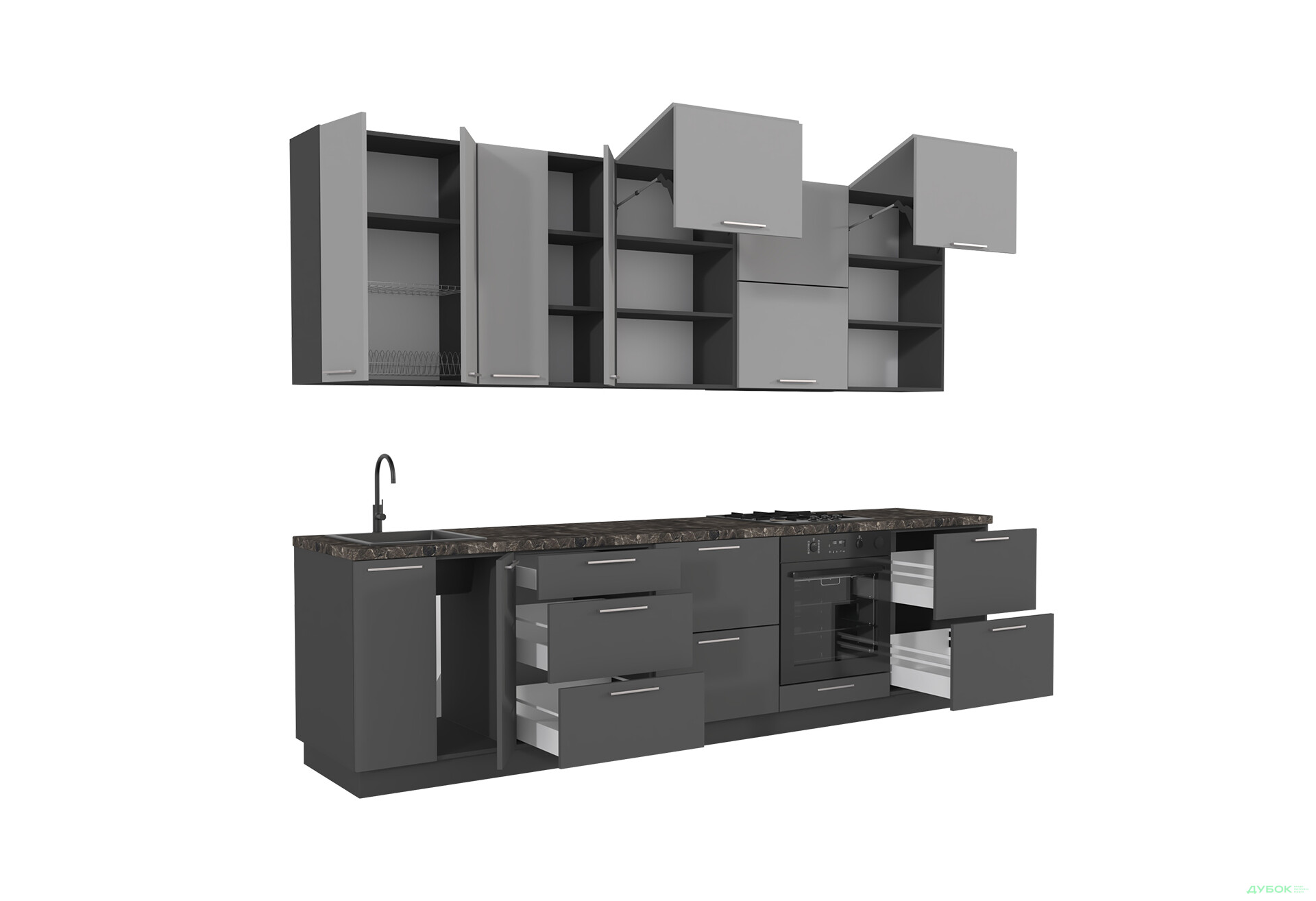 Зображення 5 - Кухня Мері / Mary 3.0 MiroMark Напівмат Сірий RAL 7036 / Напівмат Темно-Сірий RAL 7043, корп. антрацит