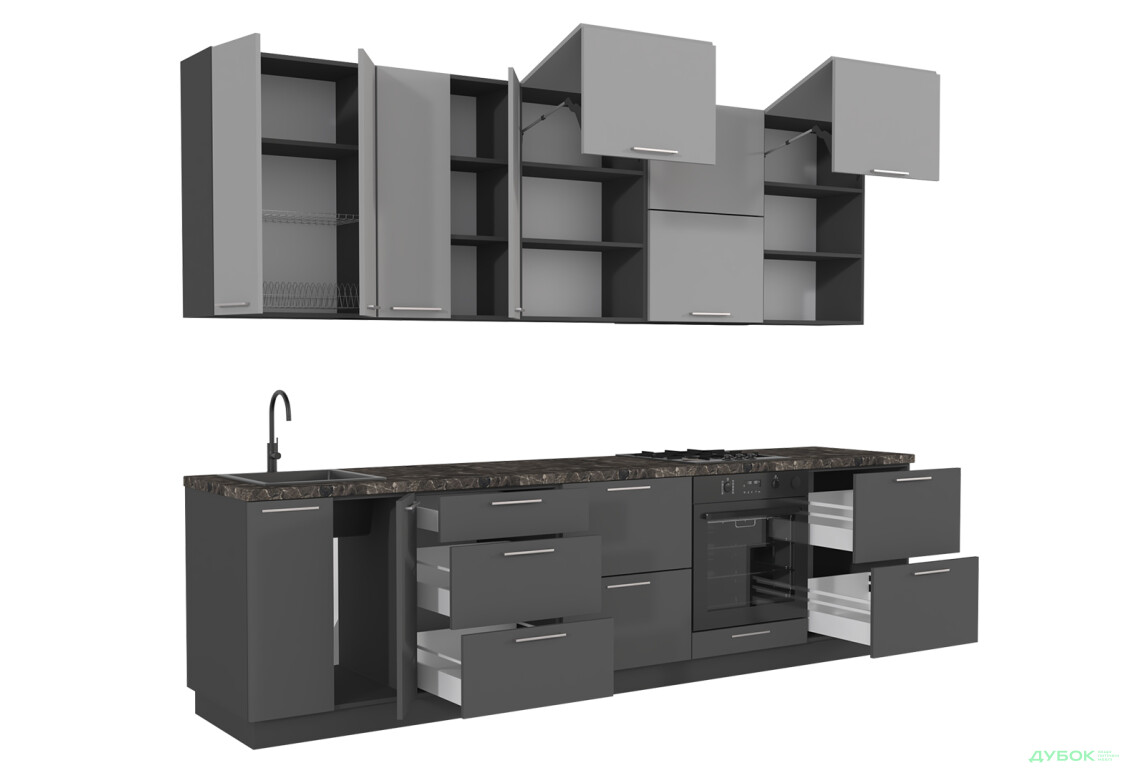 Зображення 5 - Кухня Мері / Mary 3.0 MiroMark Напівмат Сірий RAL 7036 / Напівмат Темно-Сірий RAL 7043, корп. антрацит