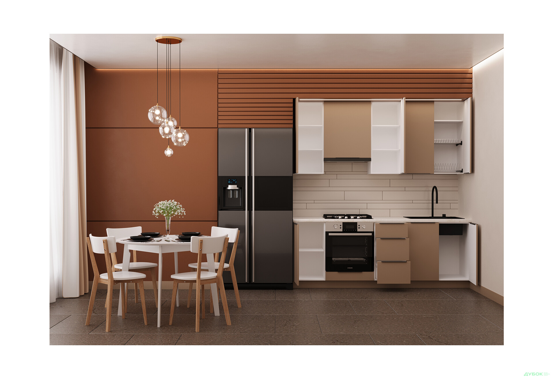 Зображення 2 - Кухня Мері / Mary 2.2 MiroMark Напівмат Капучіно RAL 1019 / корп. білий