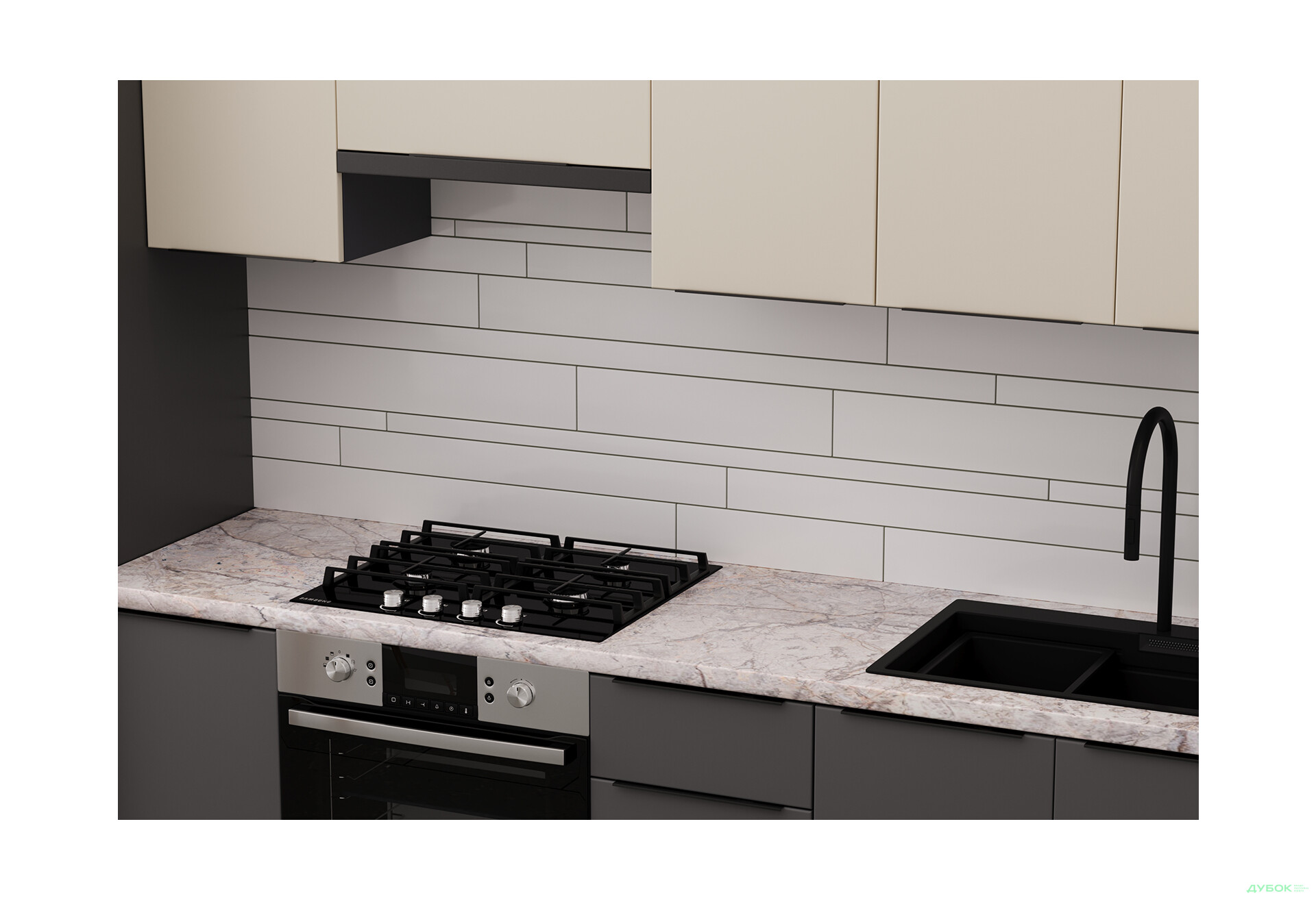 Изображение 4 - Кухня Мери / Mary 2.2 МироМарк Полумат Слоновая Кость RAL 1013 / Полумат Темно-Серый RAL 7043, корп. антрацит