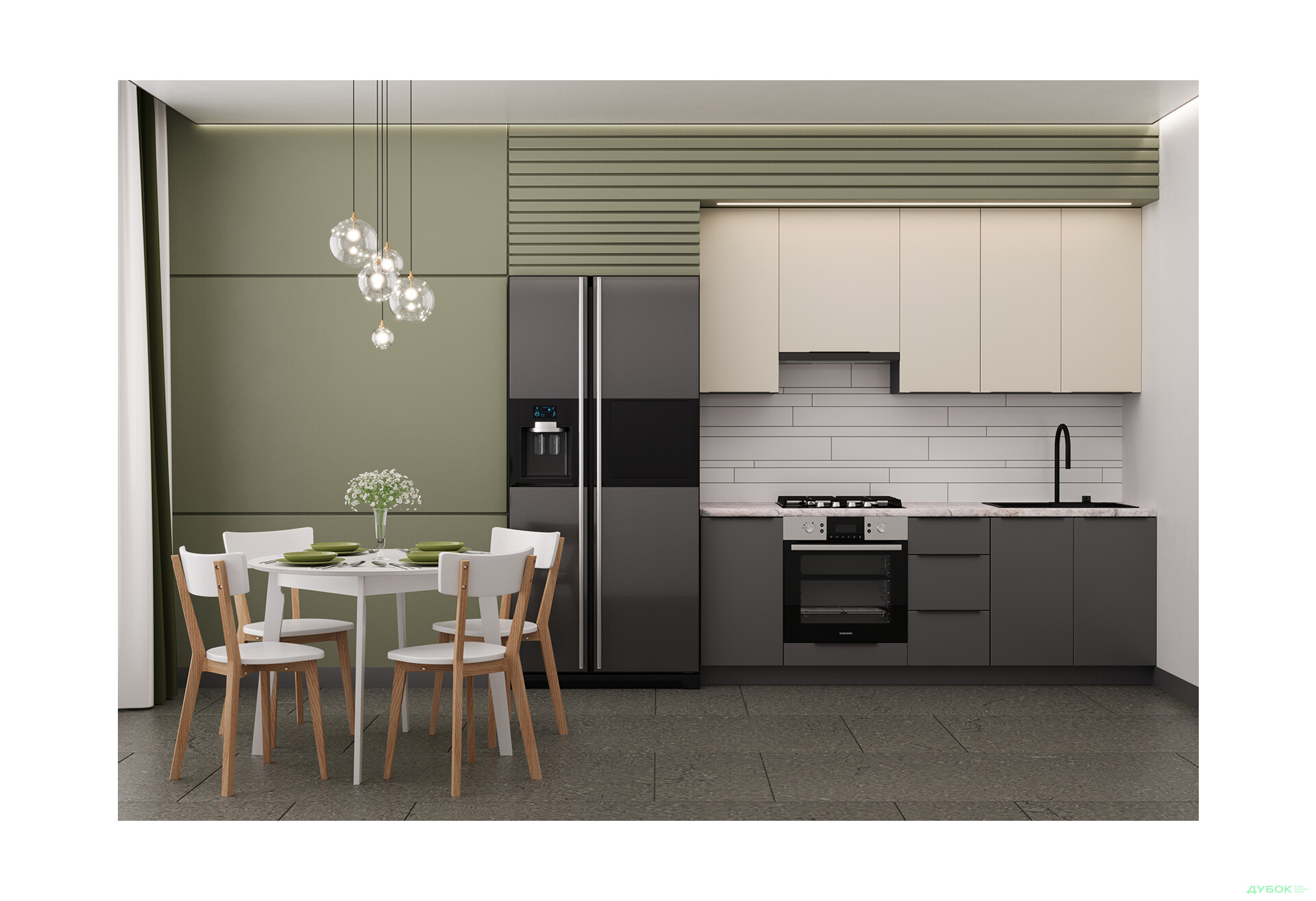 Изображение 3 - Кухня Мери / Mary 2.2 МироМарк Полумат Слоновая Кость RAL 1013 / Полумат Темно-Серый RAL 7043, корп. антрацит