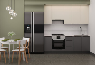 Кухня Мері / Mary 2.2 MiroMark Напівмат Слонова Кістка RAL 1013 / Напівмат Темно-Сірий RAL 7043, корп. антрацит
