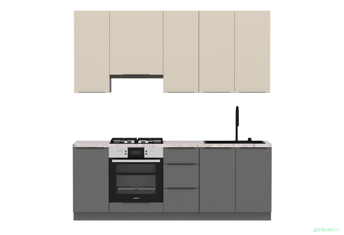 Изображение 5 - Кухня Мери / Mary 2.2 МироМарк Полумат Слоновая Кость RAL 1013 / Полумат Темно-Серый RAL 7043, корп. антрацит