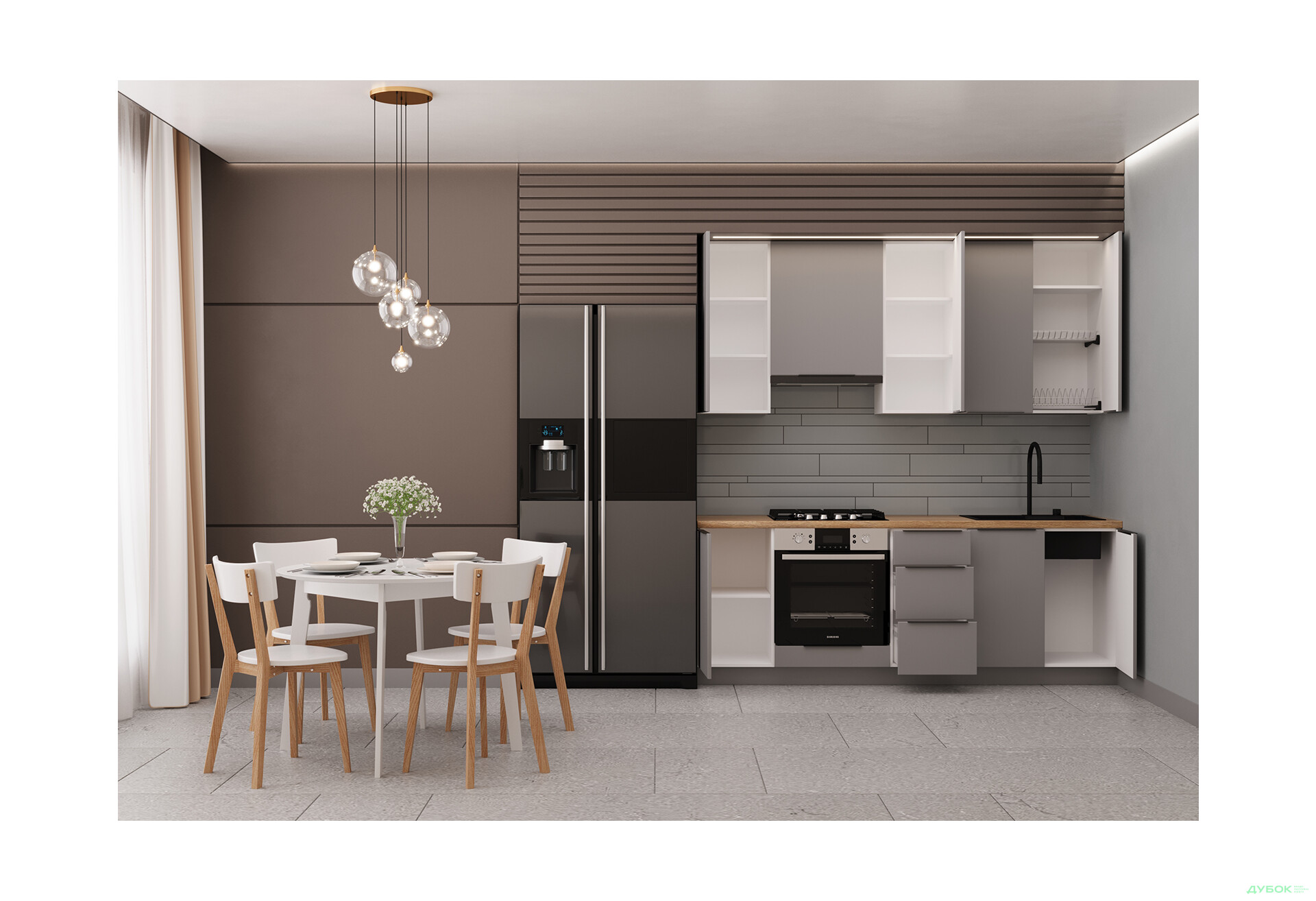 Изображение 2 - Кухня Мери / Mary 2.2 МироМарк Полумат Серый RAL 7036, корп. белый