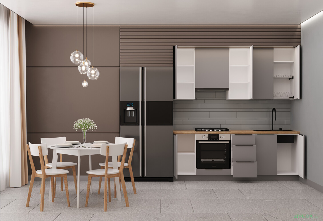 Изображение 2 - Кухня Мери / Mary 2.2 МироМарк Полумат Серый RAL 7036, корп. белый