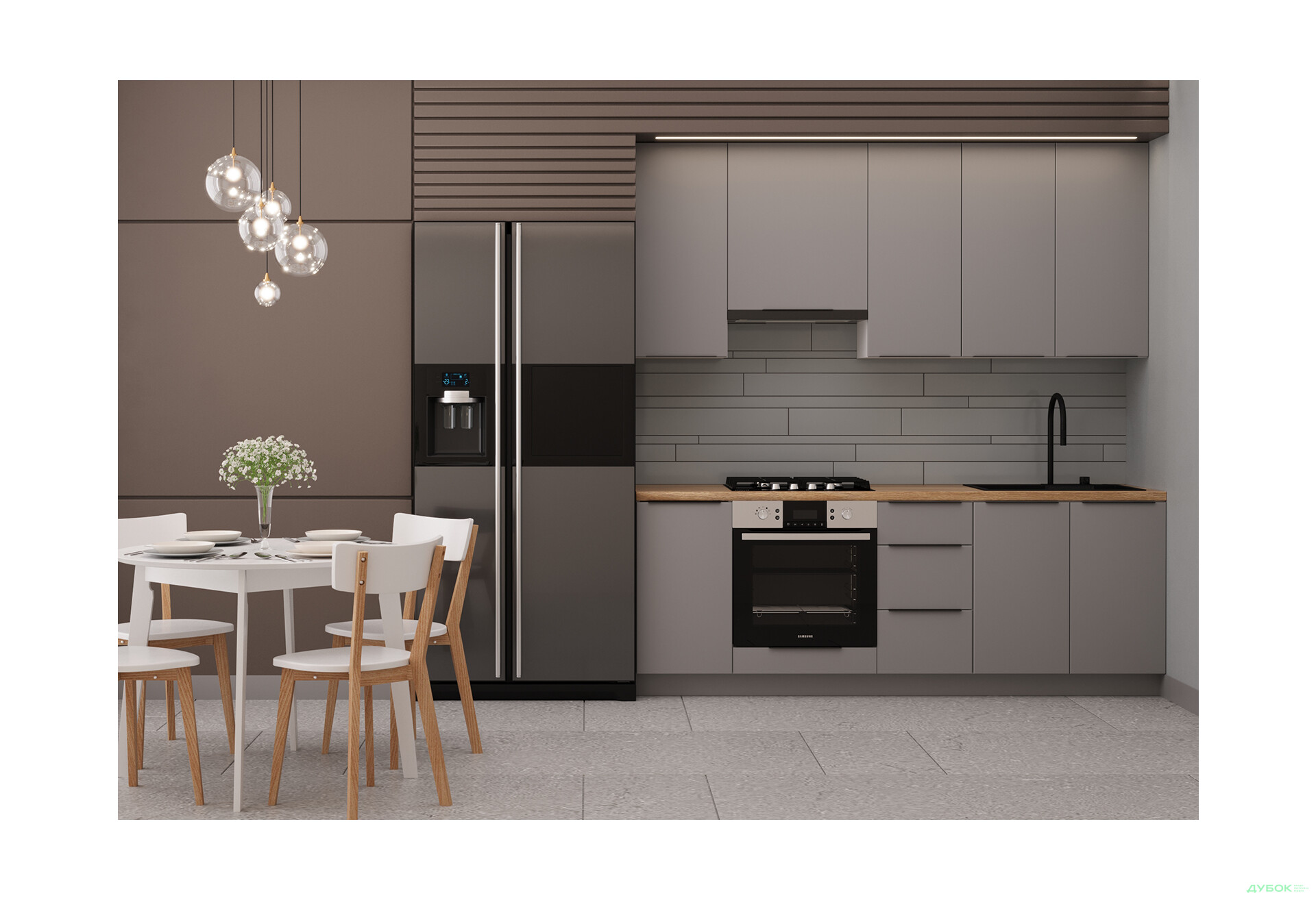 Изображение 1 - Кухня Мери / Mary 2.2 МироМарк Полумат Серый RAL 7036, корп. белый