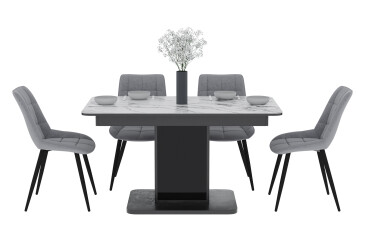 Комплект стол Бостон Т раскладной 140/180 см + 4 стула Evo (светло-серый)