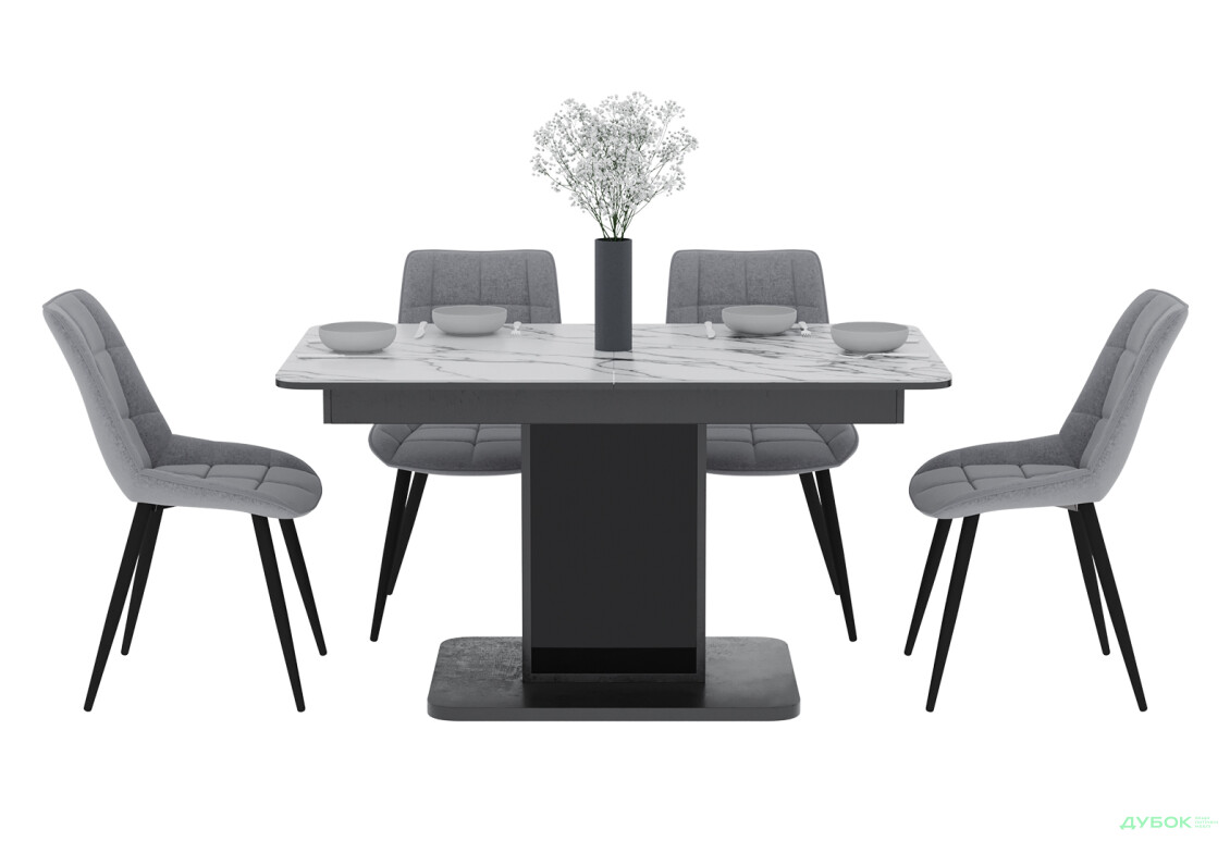 Комплект стол Бостон Т раскладной 140/180 см + 4 стула Evo (светло-серый)