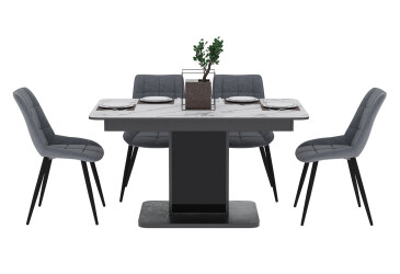 Комплект стол Бостон Т раскладной 140/180 см + 4 стула Evo (серый)