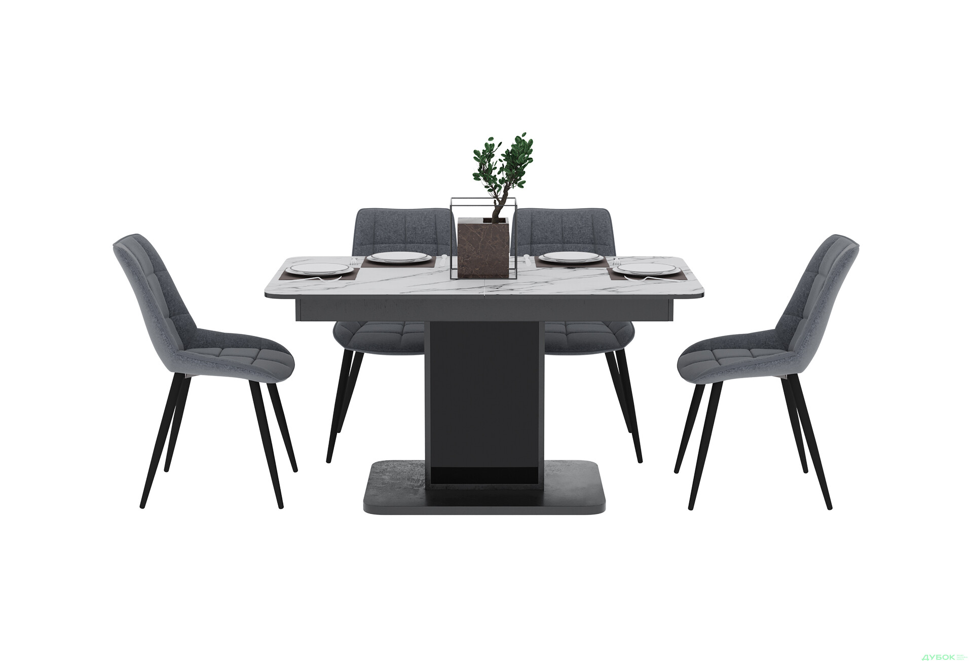 Зображення 1 - Комплект стіл Бостон Т розкладний 140/180 см + 4 стільці Evo (сірий)