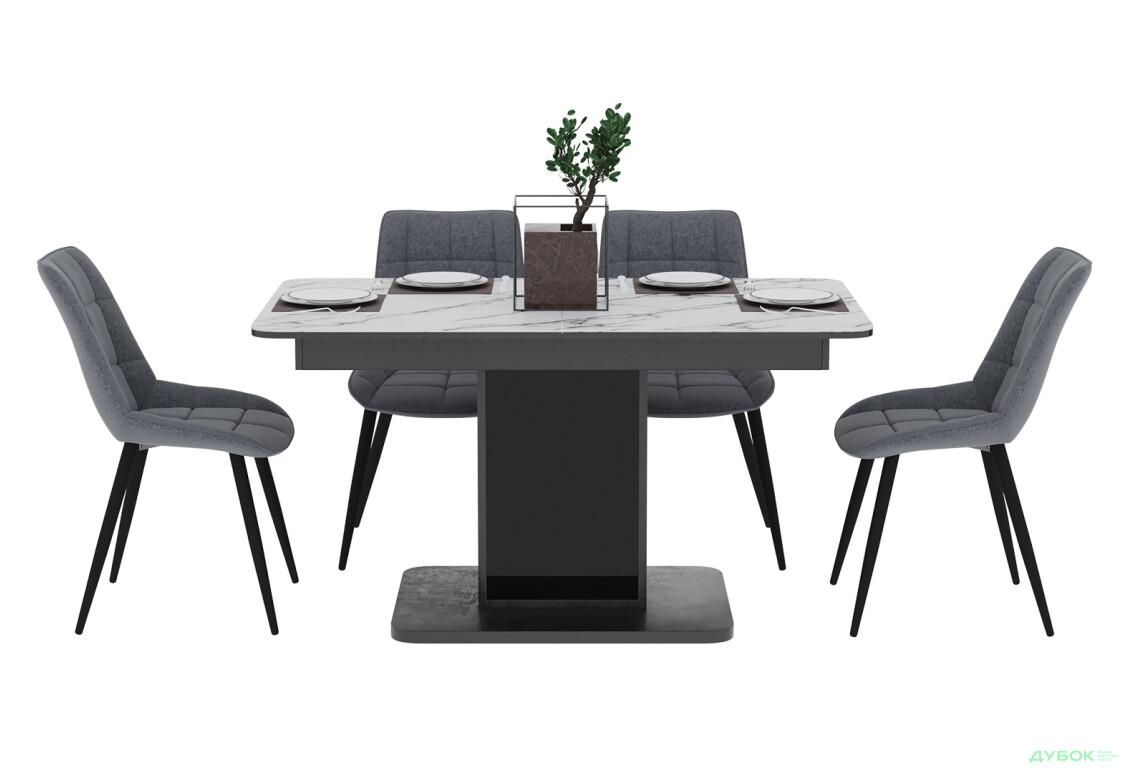 Комплект стіл Бостон Т розкладний 140/180 см + 4 стільці Evo (сірий)