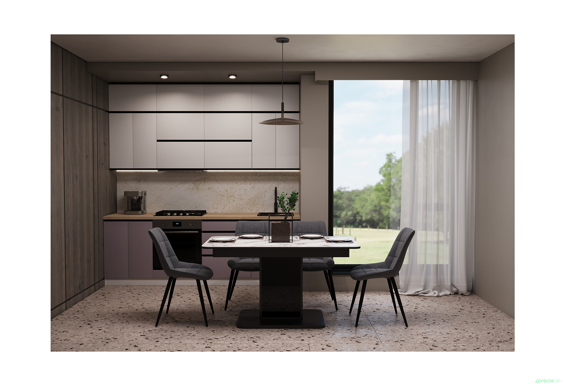 Зображення 2 - Комплект стіл Бостон Т розкладний 140/180 см + 4 стільці Evo (сірий)