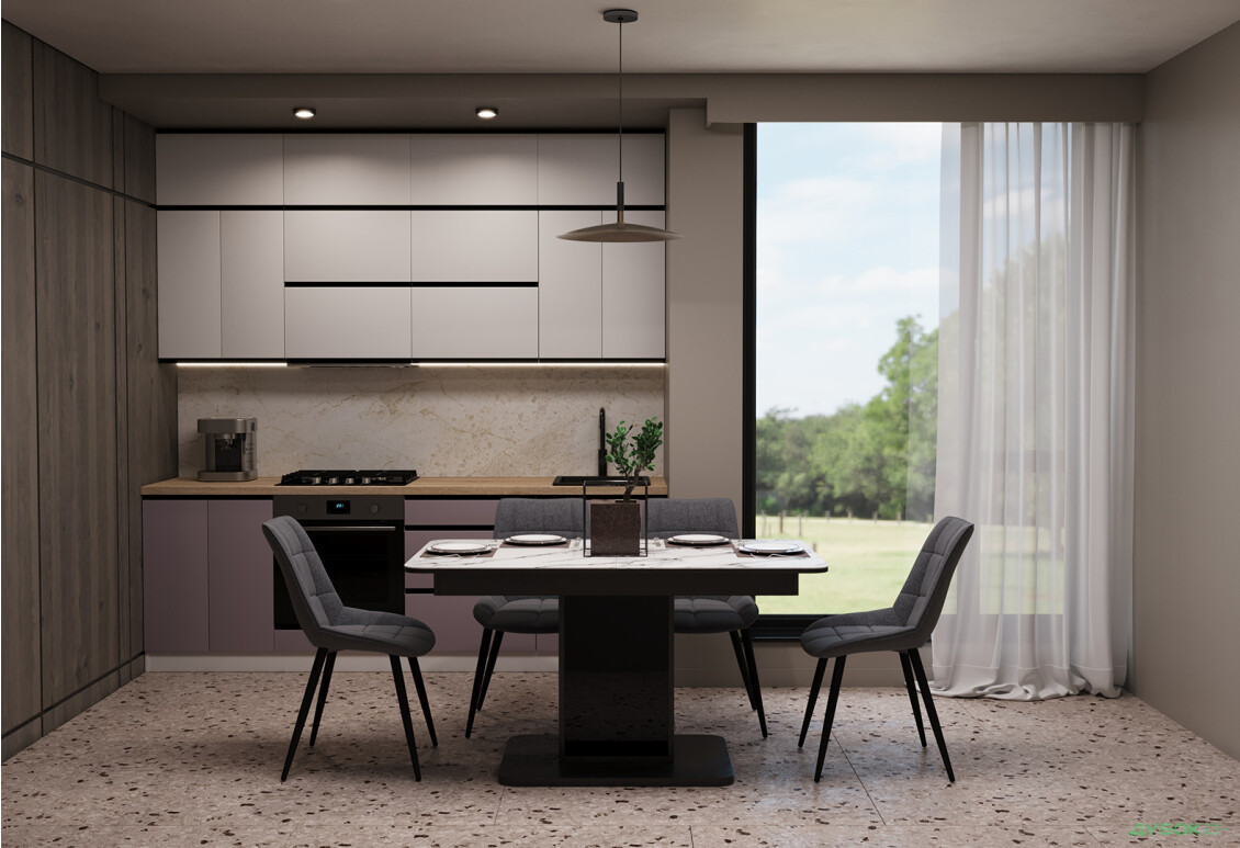 Зображення 2 - Комплект стіл Бостон Т розкладний 140/180 см + 4 стільці Evo (сірий)