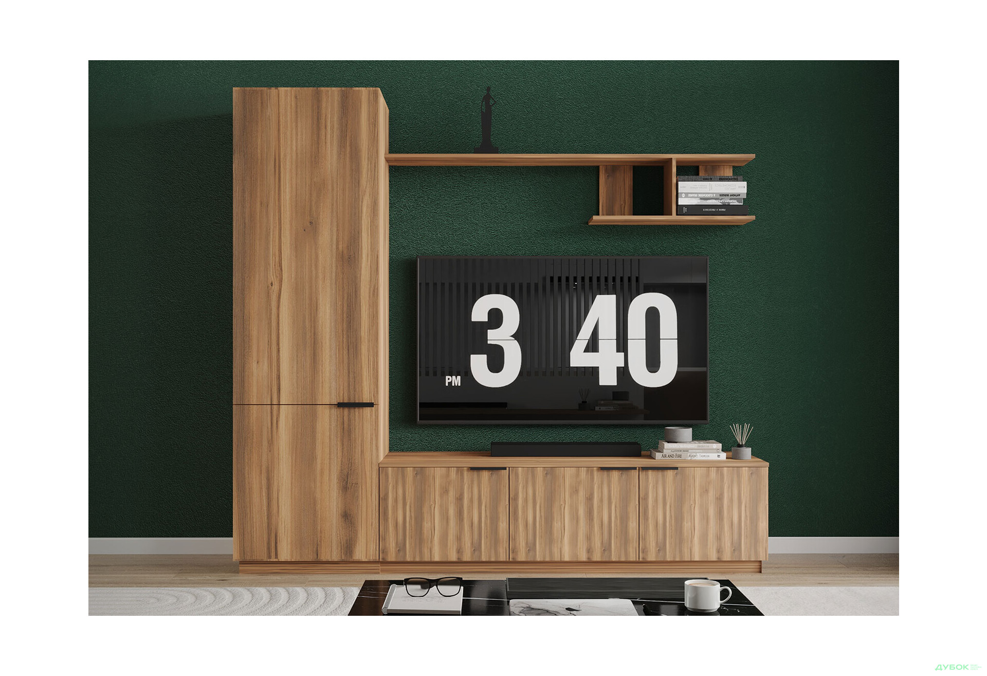 Зображення 1 - Вітальня Viant ВТ-2 з пеналом і полицею 200 см, бурштин