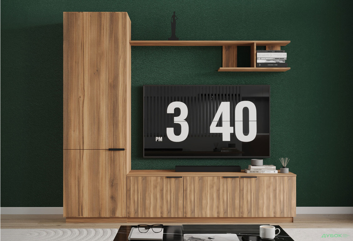 Вітальня Viant ВТ-2 з пеналом і полицею 200 см, бурштин