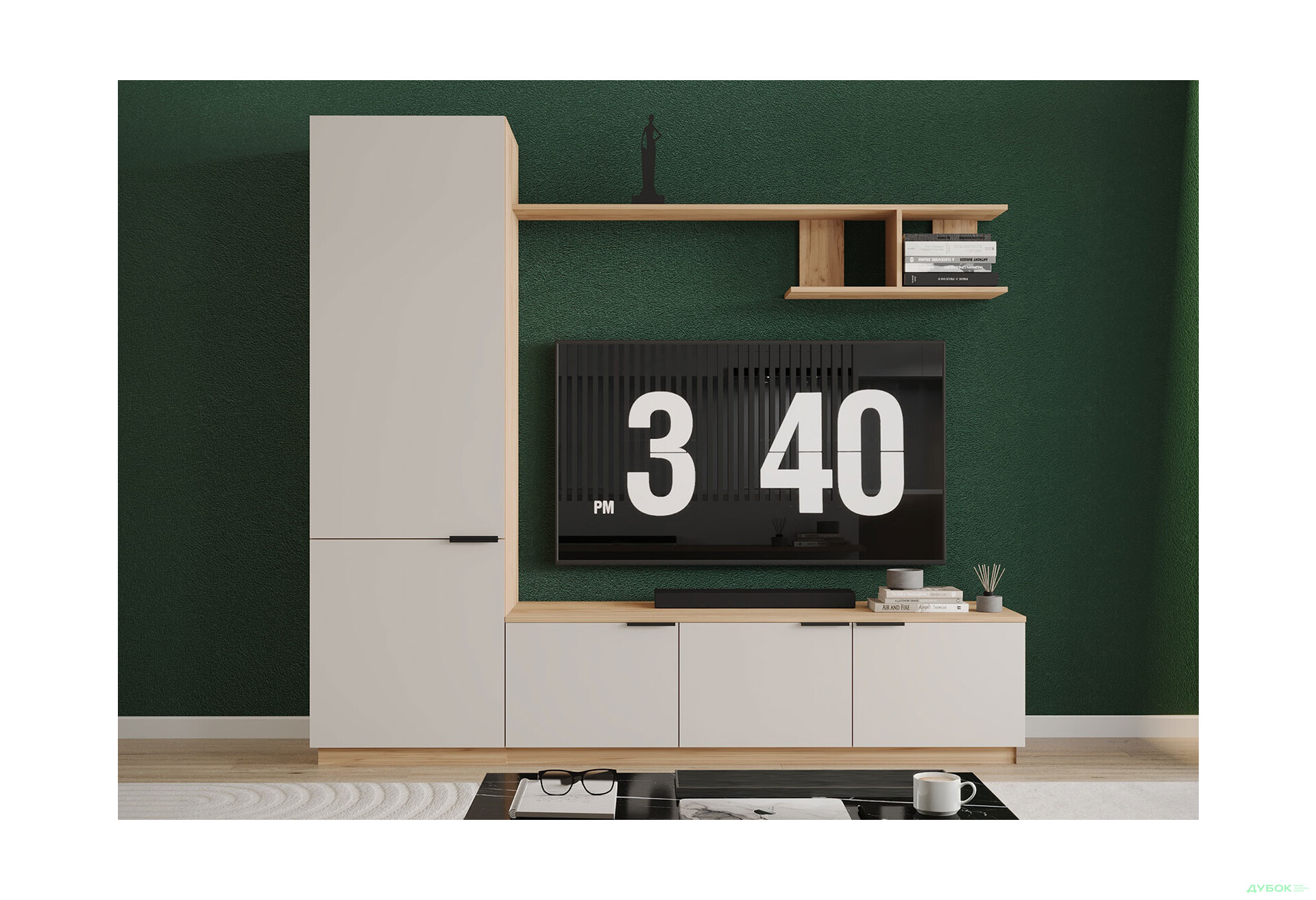 Зображення 1 - Вітальня Viant ВТ-2 з пеналом і полицею 220 см, тахо / кашемір