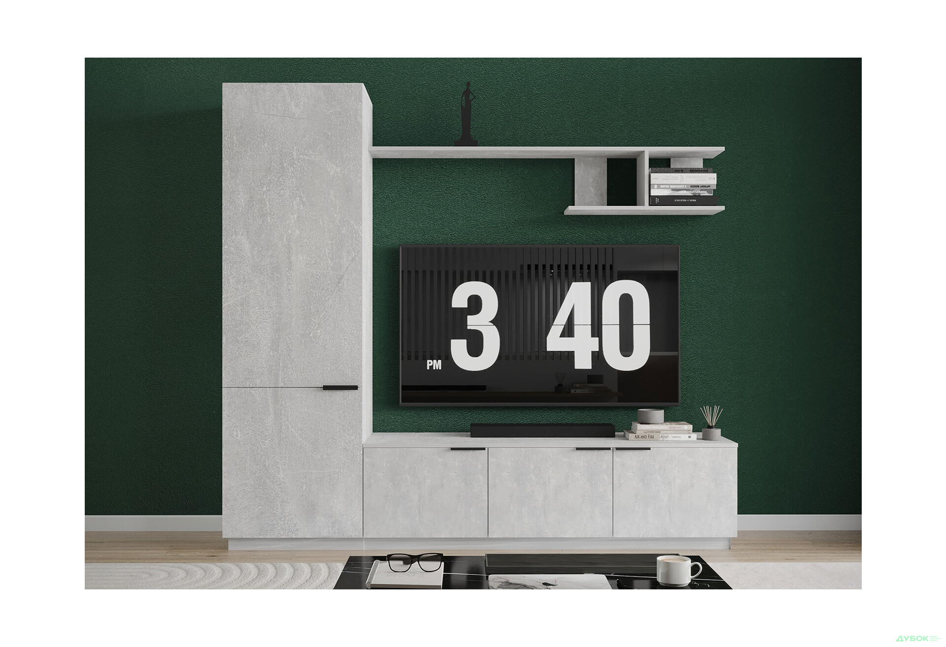 Зображення 1 - Вітальня Viant ВТ-2 з пеналом і полицею 220 см, індастріал