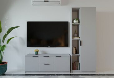 Вітальня Viant ВТ-4 з пеналом і стелажем 180 см, сіра