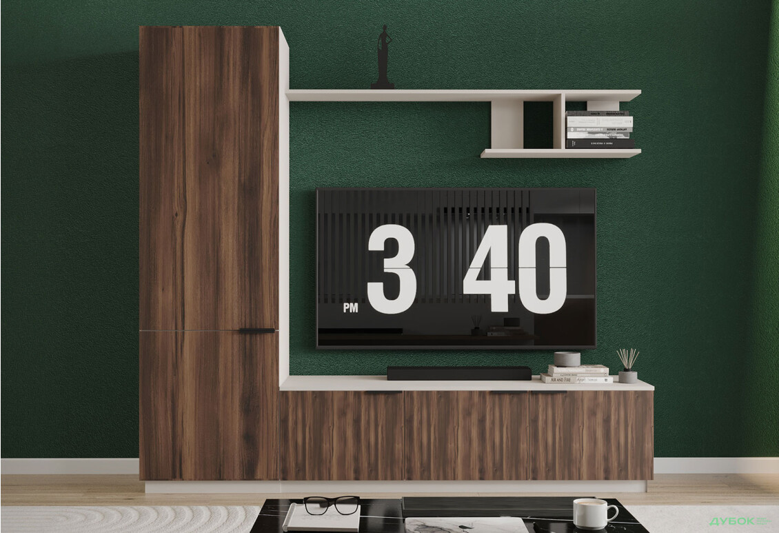 Вітальня Viant ВТ-2 з пеналом і полицею 200 см, кашемір / рістретто