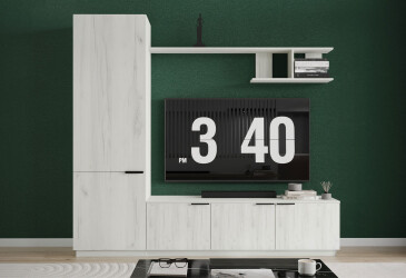 Вітальня Viant ВТ-2 з пеналом і полицею 200 см, дуб крафт білий