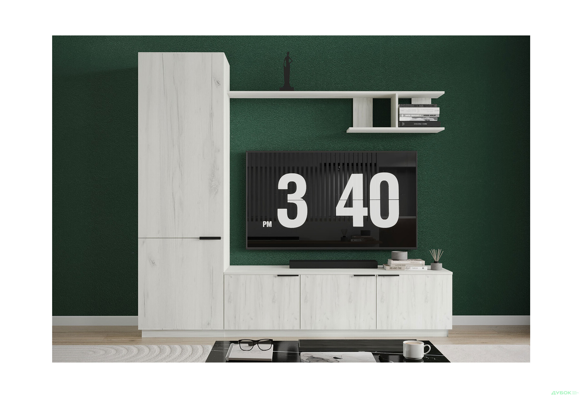 Изображение 1 - Гостиная Viant ВТ-2 с пеналом і полкой 200 см, дуб крафт белый