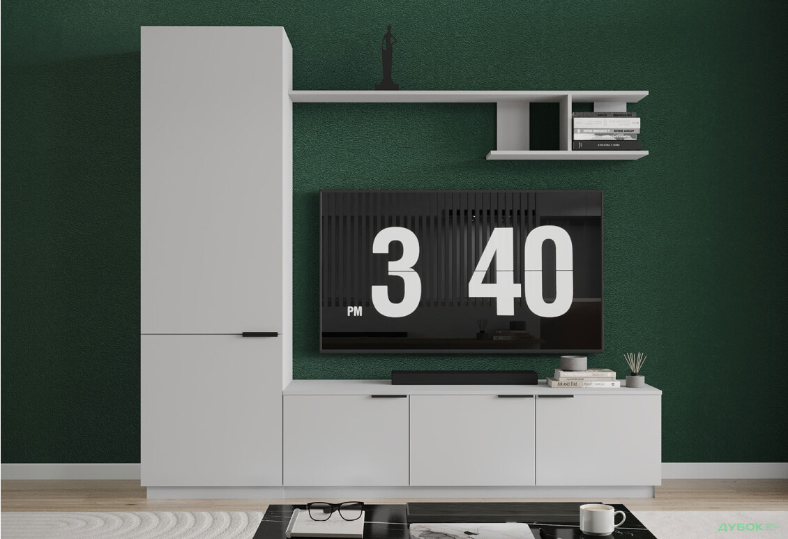 Гостиная Viant ВТ-2 с пеналом і полкой 200 см, серая