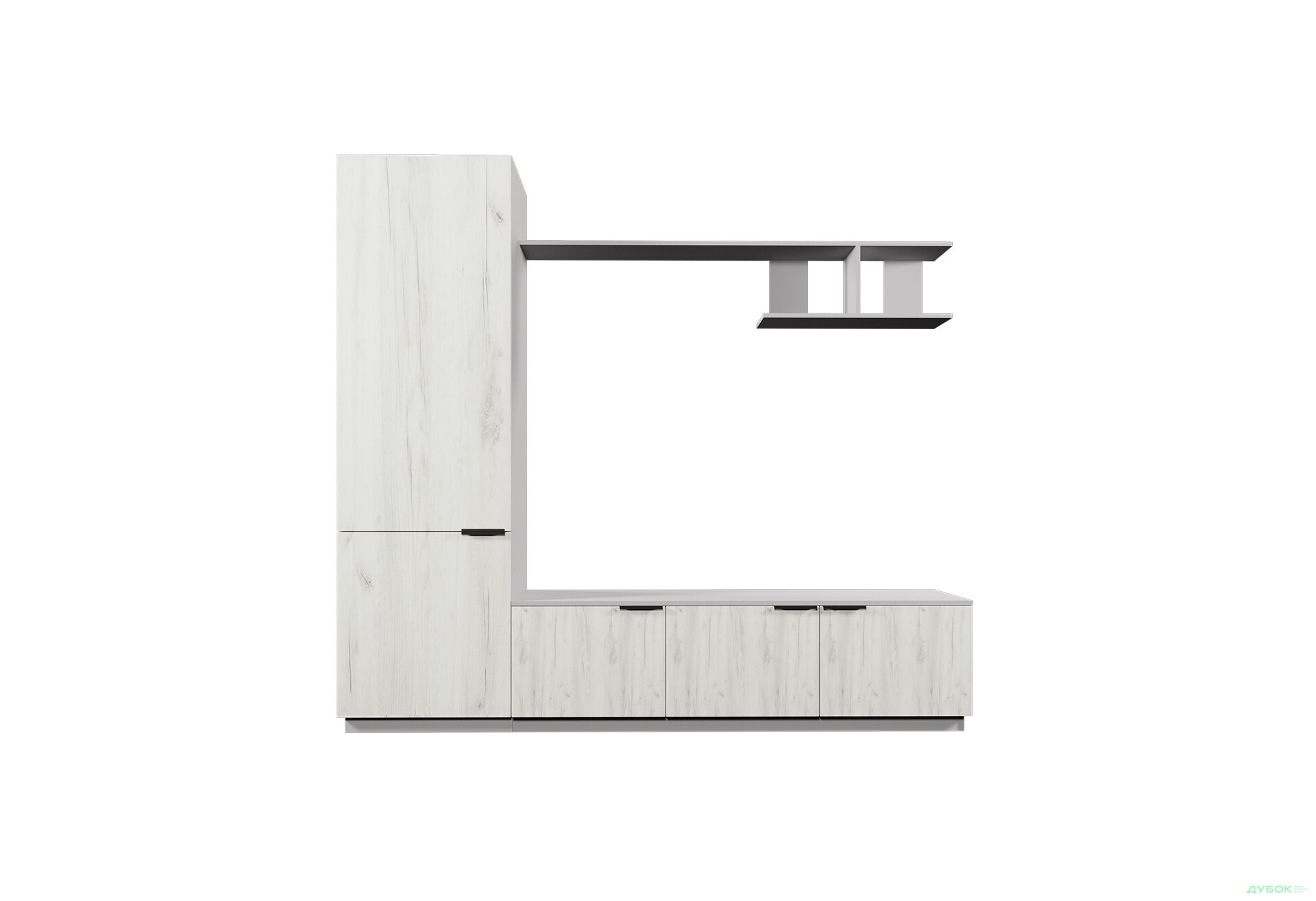 Изображение 2 - Гостиная Viant ВТ-2 с пеналом і полкой 200 см, серый / дуб крафт белый