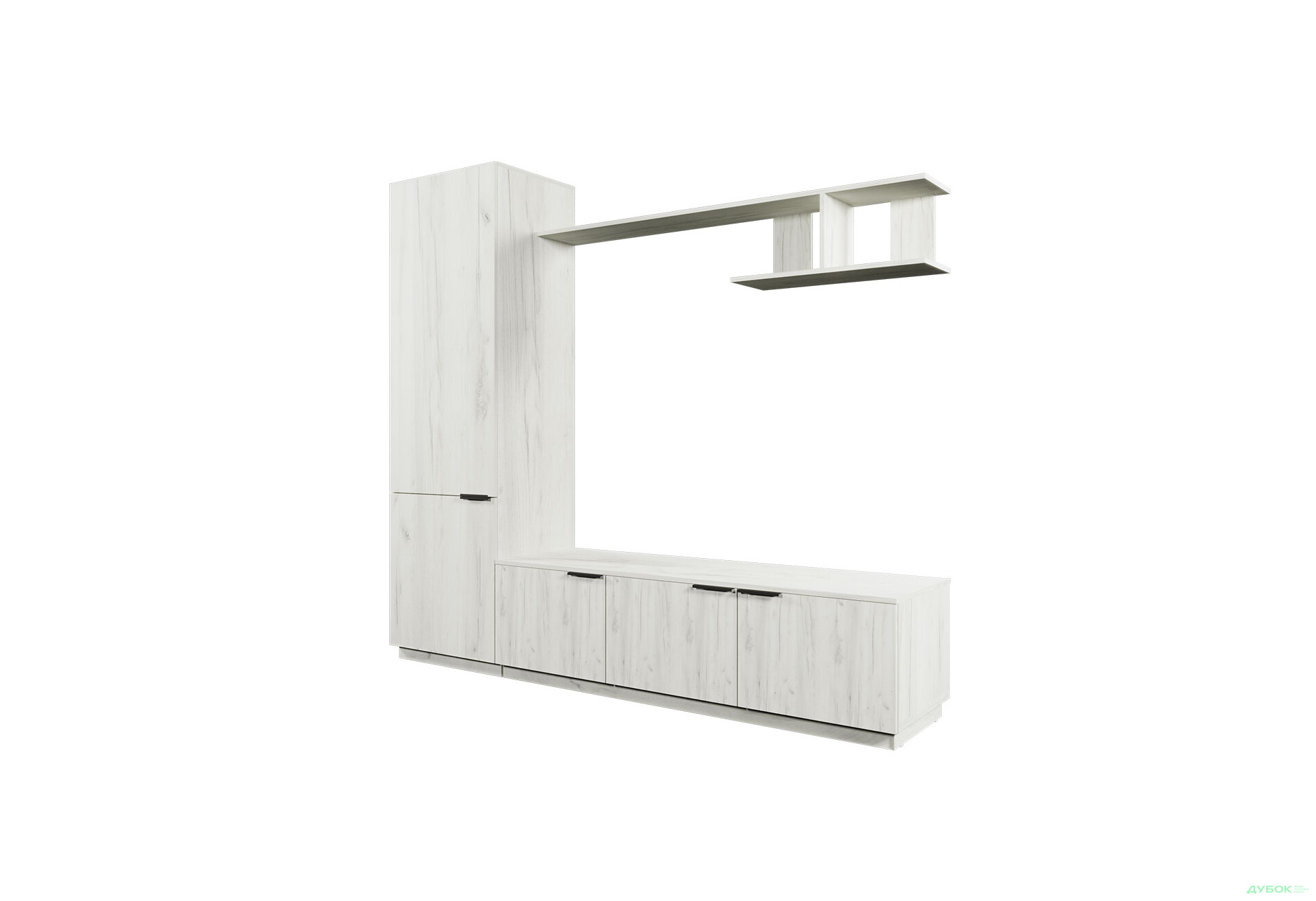 Зображення 2 - Вітальня Viant ВТ-2 з пеналом і полицею 220 см, дуб крафт білий