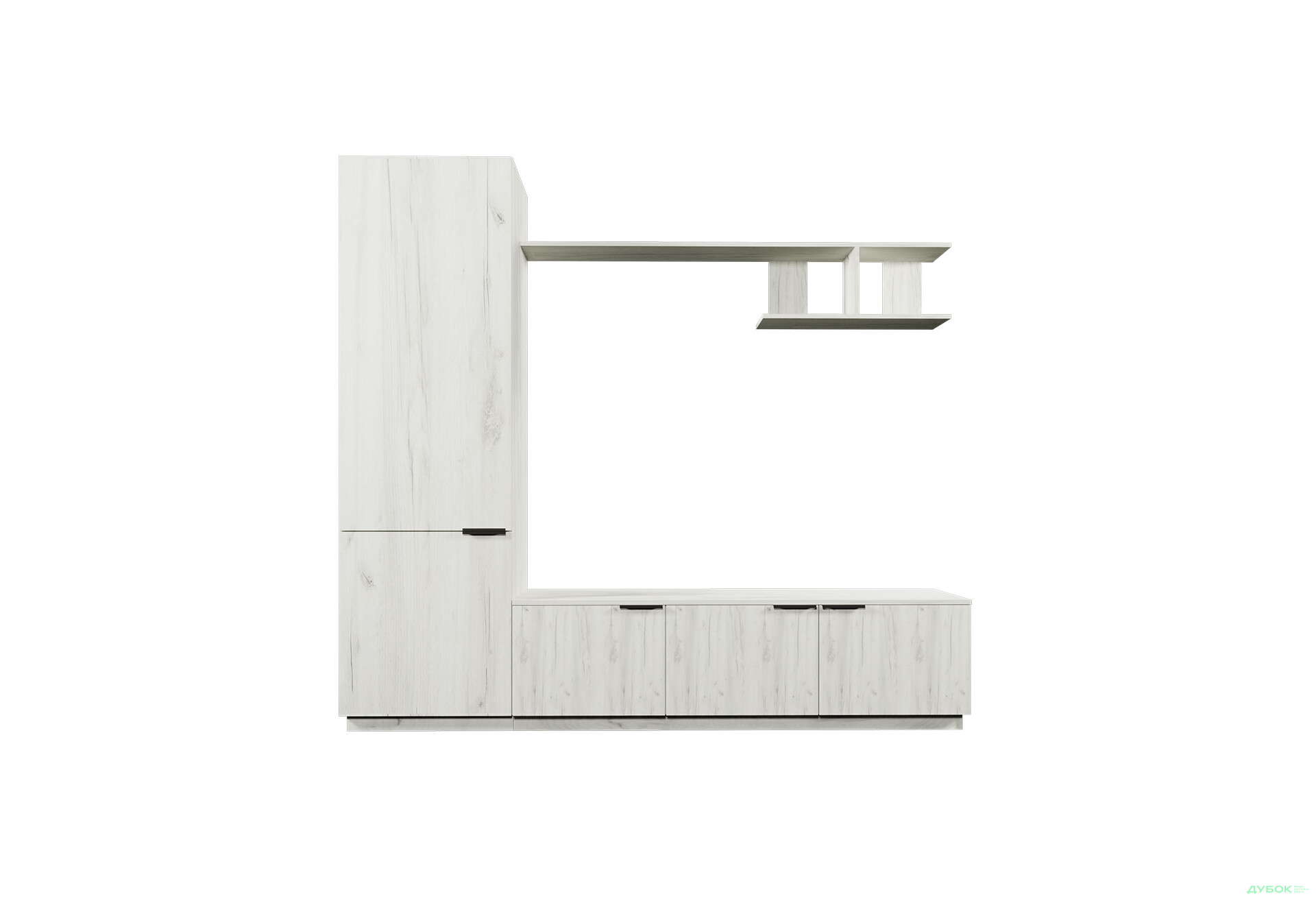 Зображення 3 - Вітальня Viant ВТ-2 з пеналом і полицею 220 см, дуб крафт білий
